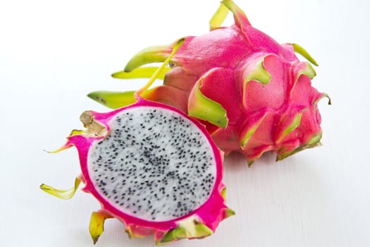 Fresh whole and halve Dragon fruit