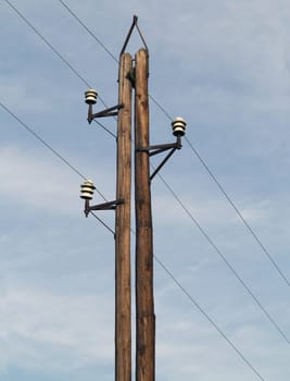 Detail of the old power-transmission pole - electric power line