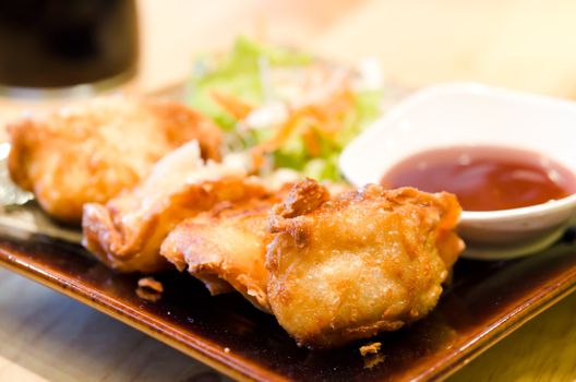 deep fried pork and shrimp wonton , japanese food
