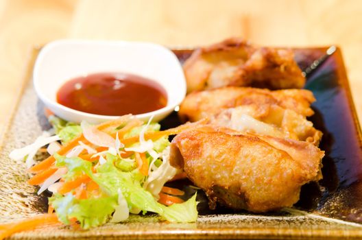 Fried wonton stuffed with pork, shrimp and vegetable