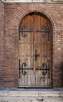 Old wooden gate of a building