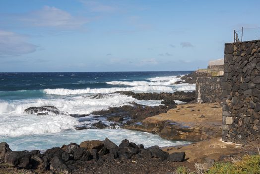 the coast with sea and waves at the west side of Tenerife Island