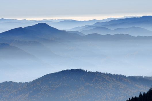 Forests and mountains in autumn