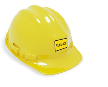 Service sign in Safety helmet isolate with white background