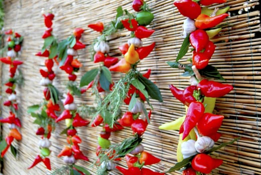 pods peppers at the market