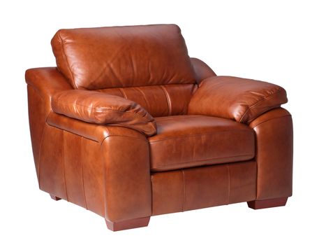 Brown luxury genuine leather conner sofa isolates on white