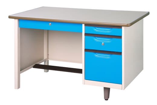 Stainless steel office or factory furniture isolates on white 