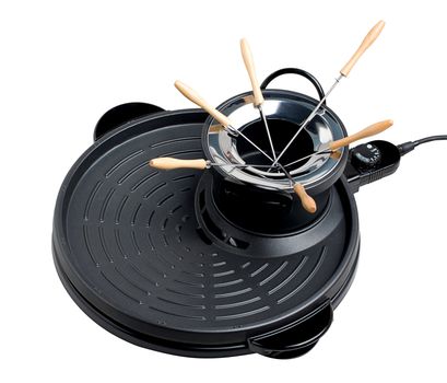 Electric barbecue pan and fondue pot great party isolates 