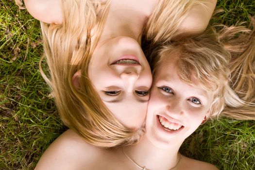 Two girls are having fun in the summer sun