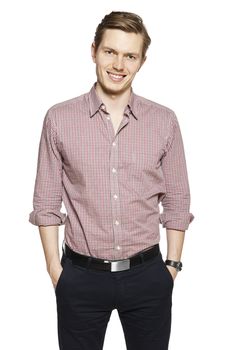 Studio shot of young man against a white background.