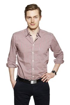 Studio shot of young man against a white background.