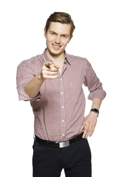 Studio shot of young man against a white background.