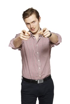 Studio shot of young man against a white background.