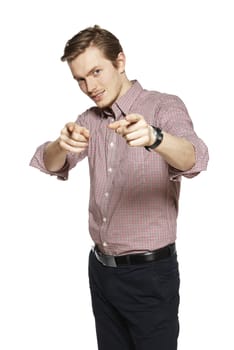 Studio shot of young man against a white background.