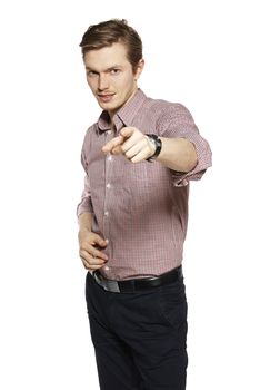 Studio shot of young man against a white background.