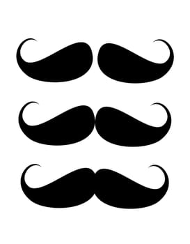 three black mustaches over white background illustration