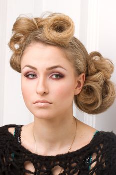 fashion woman with beautiful makeup and hairstyle