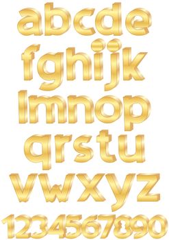 gold alphabet set of letters and numbers vector illustration