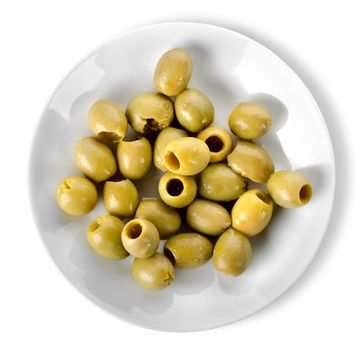 Olives in a plate isolated on a white background