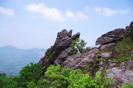 rocks on the mountaintop of chinese Nanning ridge