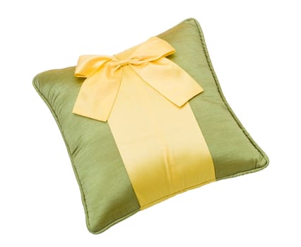 Nice and beautiful cushion with bow isolates on white
