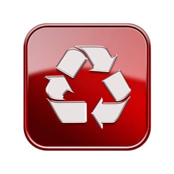 Recycling symbol icon red, isolated on white background