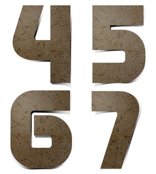 Alphabet numbers Mulberry Paper, hand made.