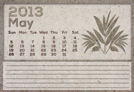 2013 Calendar brown Texture Mulberry Paper.