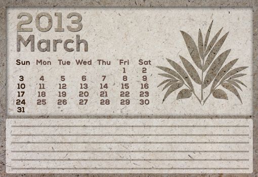 2013 Calendar brown Texture Mulberry Paper.