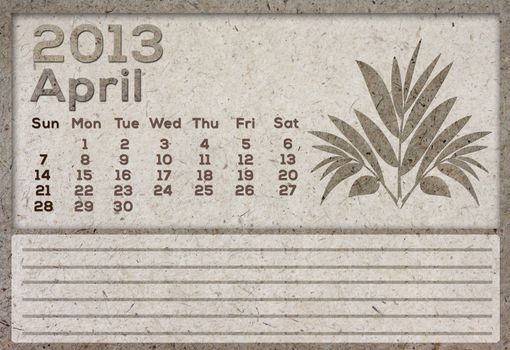 2013 Calendar brown Texture Mulberry Paper.