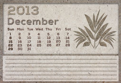 2013 Calendar brown Texture Mulberry Paper.