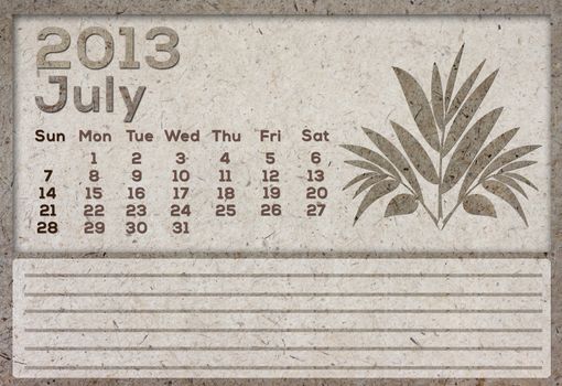 2013 Calendar brown Texture Mulberry Paper.