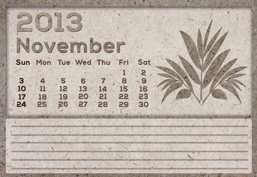 2013 Calendar brown Texture Mulberry Paper.