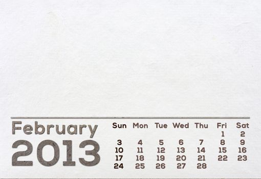 2013 Calendar white Mulberry Paper Texture.