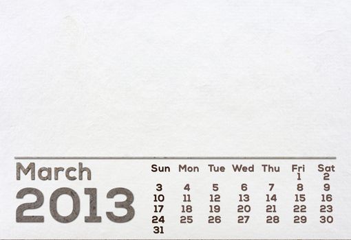 2013 Calendar white Mulberry Paper Texture.