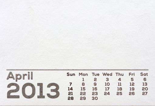 2013 Calendar white Mulberry Paper Texture.