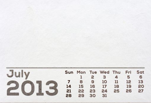 2013 Calendar white Mulberry Paper Texture.