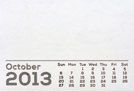 2013 Calendar white Mulberry Paper Texture.