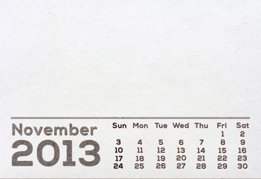 2013 Calendar white Mulberry Paper Texture.