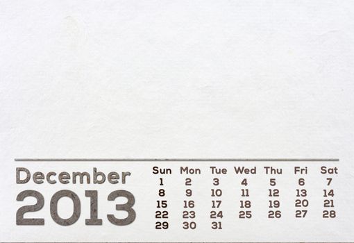 2013 Calendar white Mulberry Paper Texture.