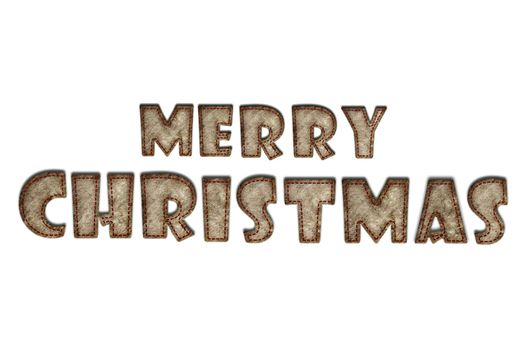 Merry Christmas, Mulberry paper Christmas letter andwhite background.