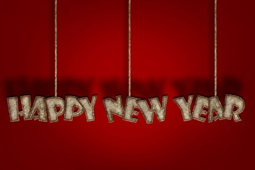 HappyNewYear, Mulberry paper letter and Red background.