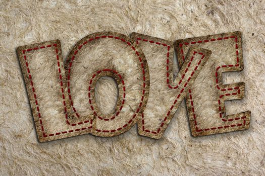 Cutting Love letter paper with and Light brown mulberry paper background.