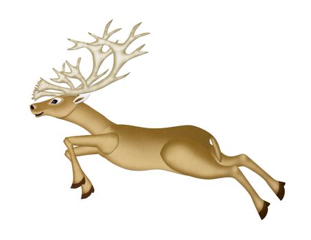 Mulberry Paper of a Reindeer Christmas (runing) on white background.