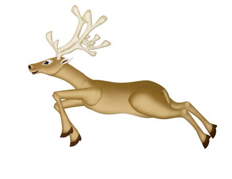 Mulberry Paper of a Reindeer Christmas (runing) on white background.