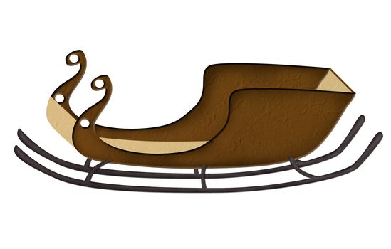 Mulberry Paper Santa winter sleigh for Christmas isolated.