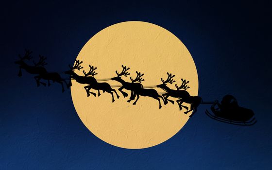 Christmas Reindeer Mulberry Paper Cutting with the moon.