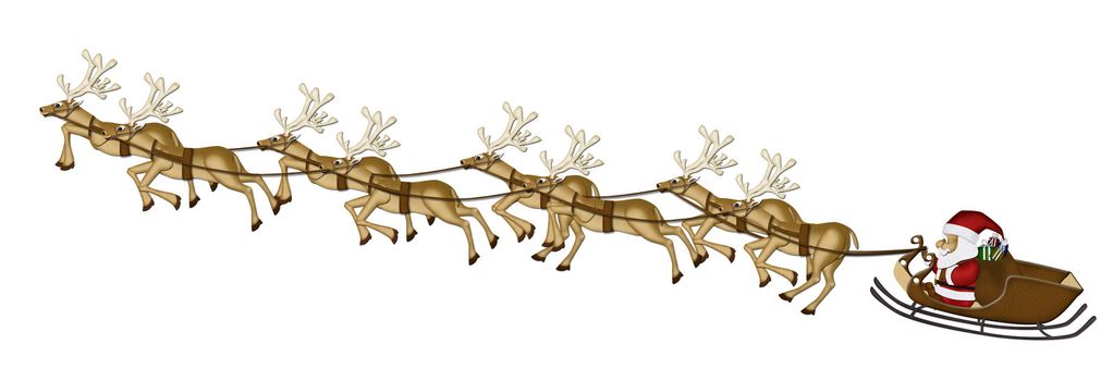 Christmas Reindeers Mulberry Paper Cutting on white background.