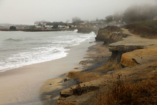 California Coast at Half Moon Bay in the foggy morning