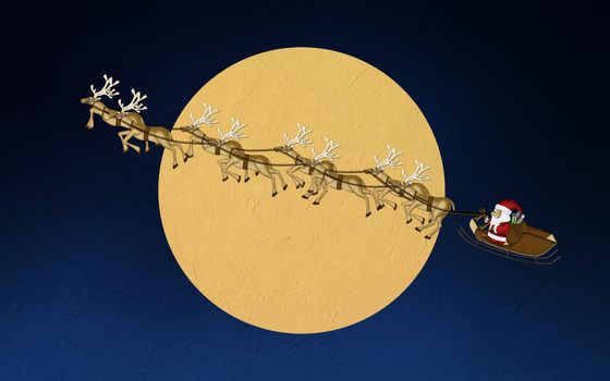 Christmas Reindeer Mulberry Paper Cutting with the moon.